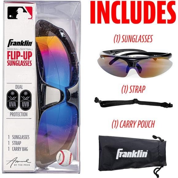Franklin Sports Baseball + Softball Sunglasses - Men's + Women's Sunglasses - Picture 4 of 7
